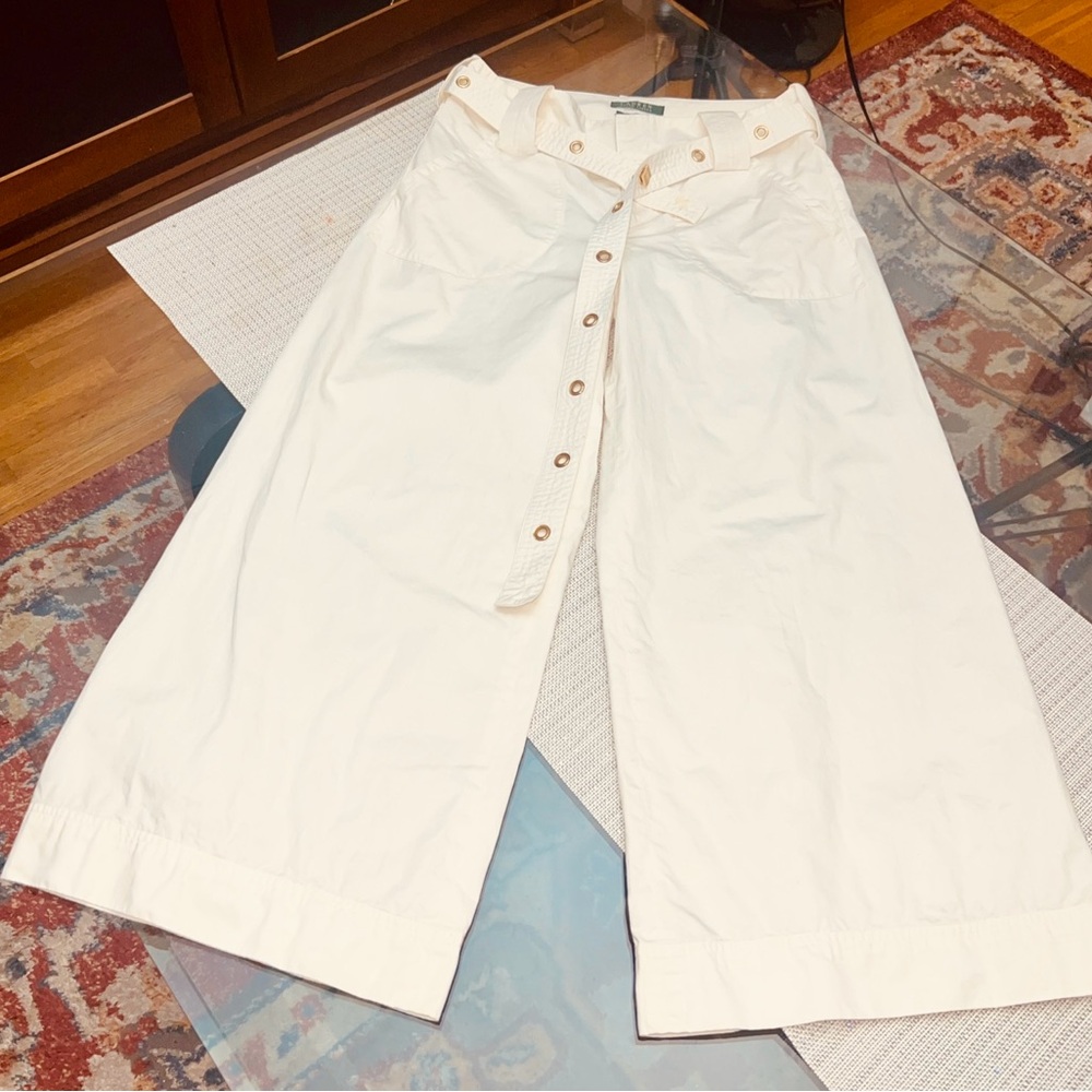 Lauren Ralph Lauren Cream Button-Front Trousers